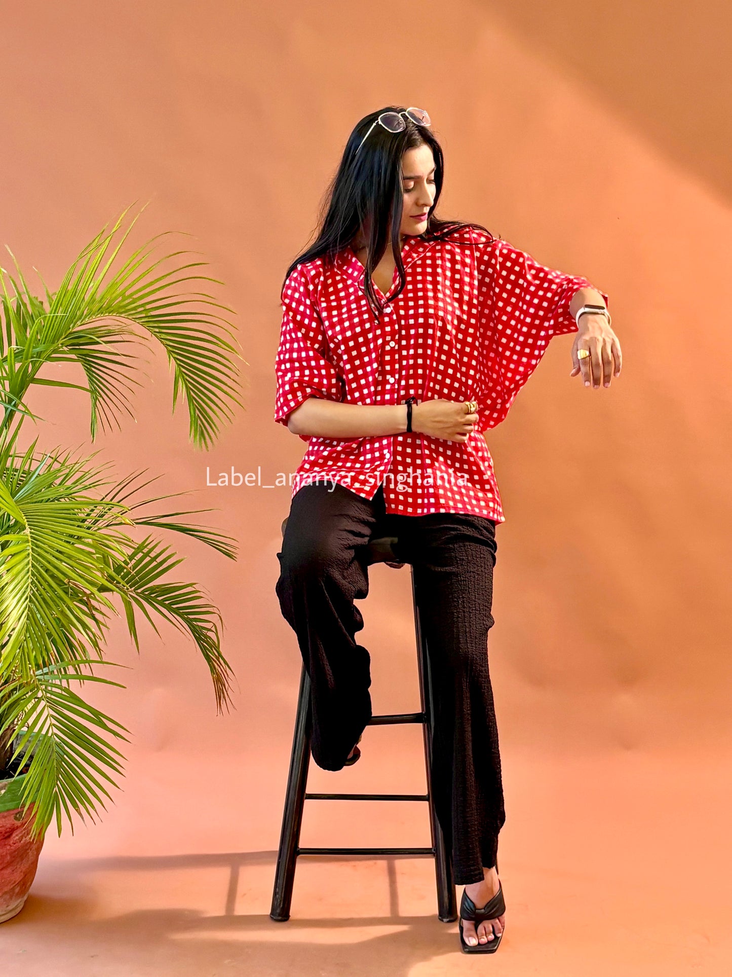 Freesize shirt ( Red checks )