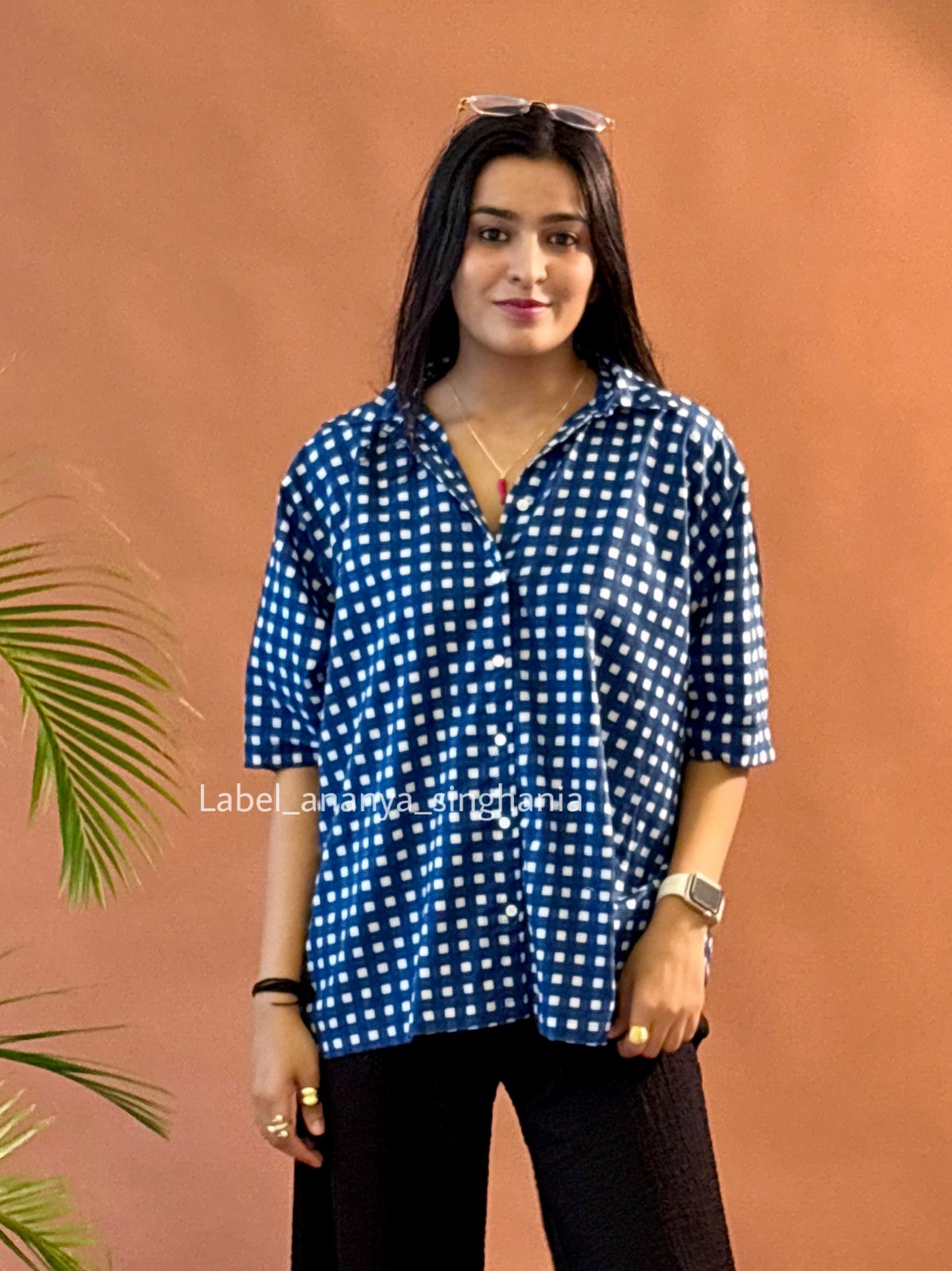Freesize shirt ( blue checks )
