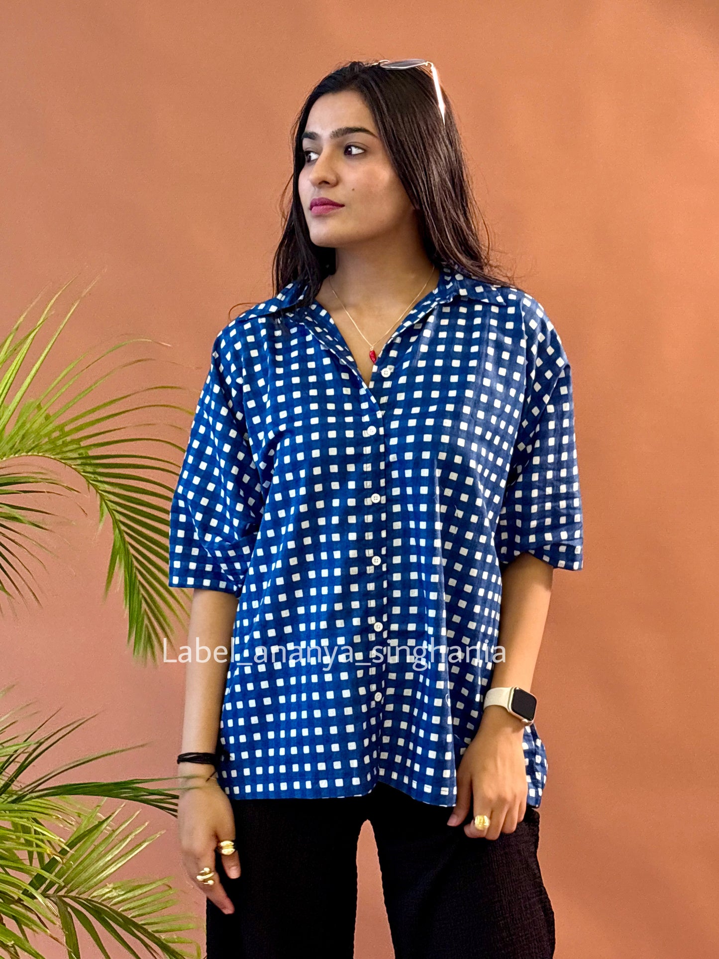 Freesize shirt ( blue checks )