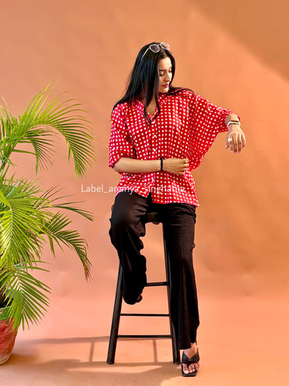 Freesize shirt ( Red checks )