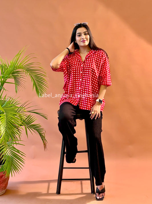 Freesize shirt ( Red checks )