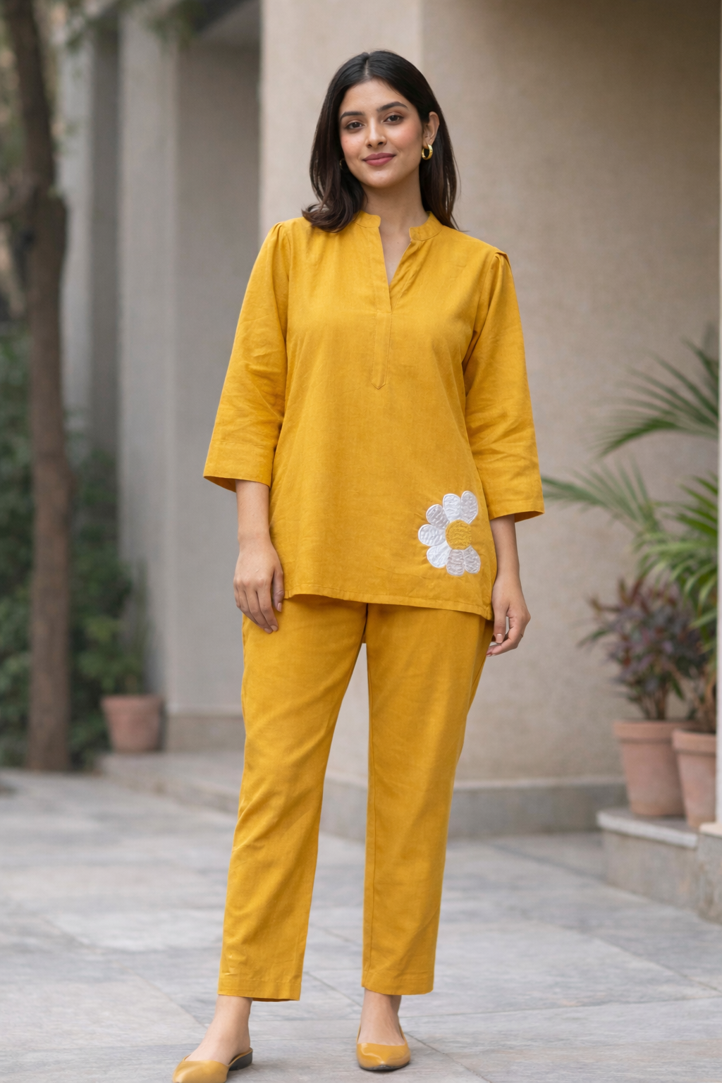 Yellow Co-ords (Flower embroidery)