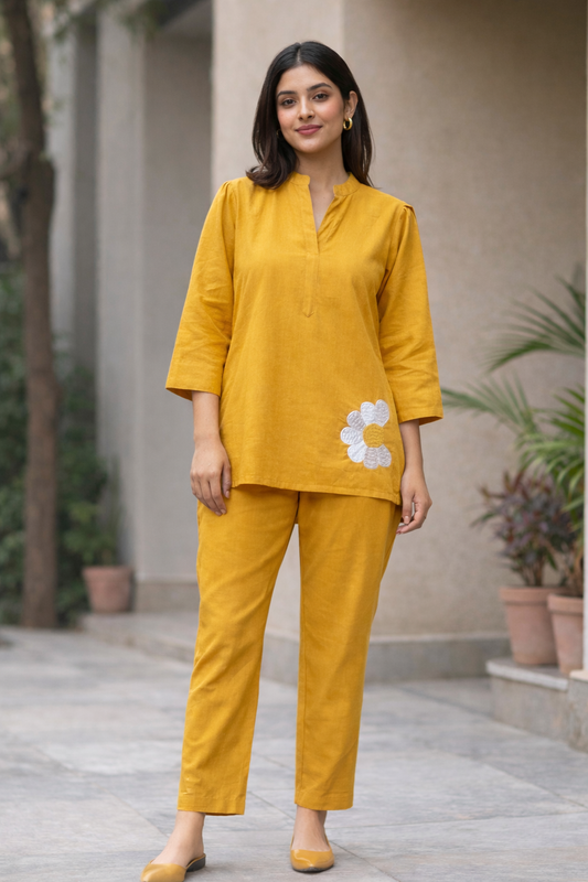 Yellow Co-ords (Flower embroidery)