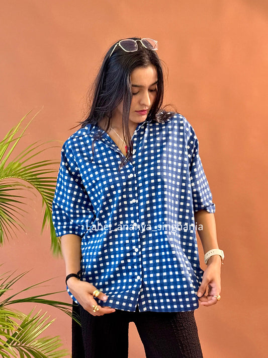 Freesize shirt ( blue checks )
